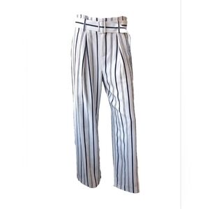 Vince White Navy Dobby Striped Belted Pant Size 10 Nwot